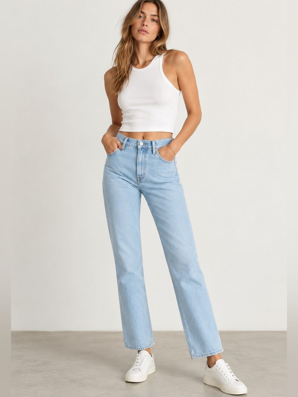 ABRAND A Venice Straight Denim Jeans In Waterfalls Blue Wash Size 25 0 High Rise